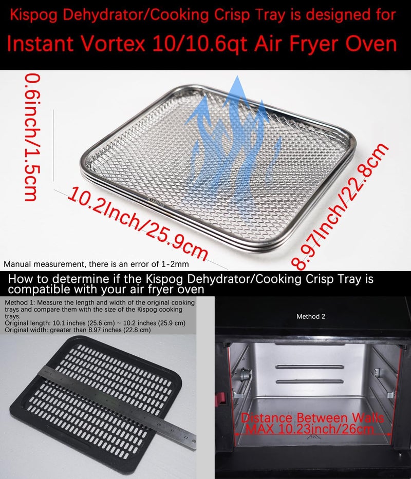 Kispog 3-Pack Cooking Crisper Trays: Mesh Stainless Steel Replacement Trays Fit Instant Pot Air Fryer Oven 10QT - Max Airflow - BPA-Free - Teflon-Free - 2026 - Image 4